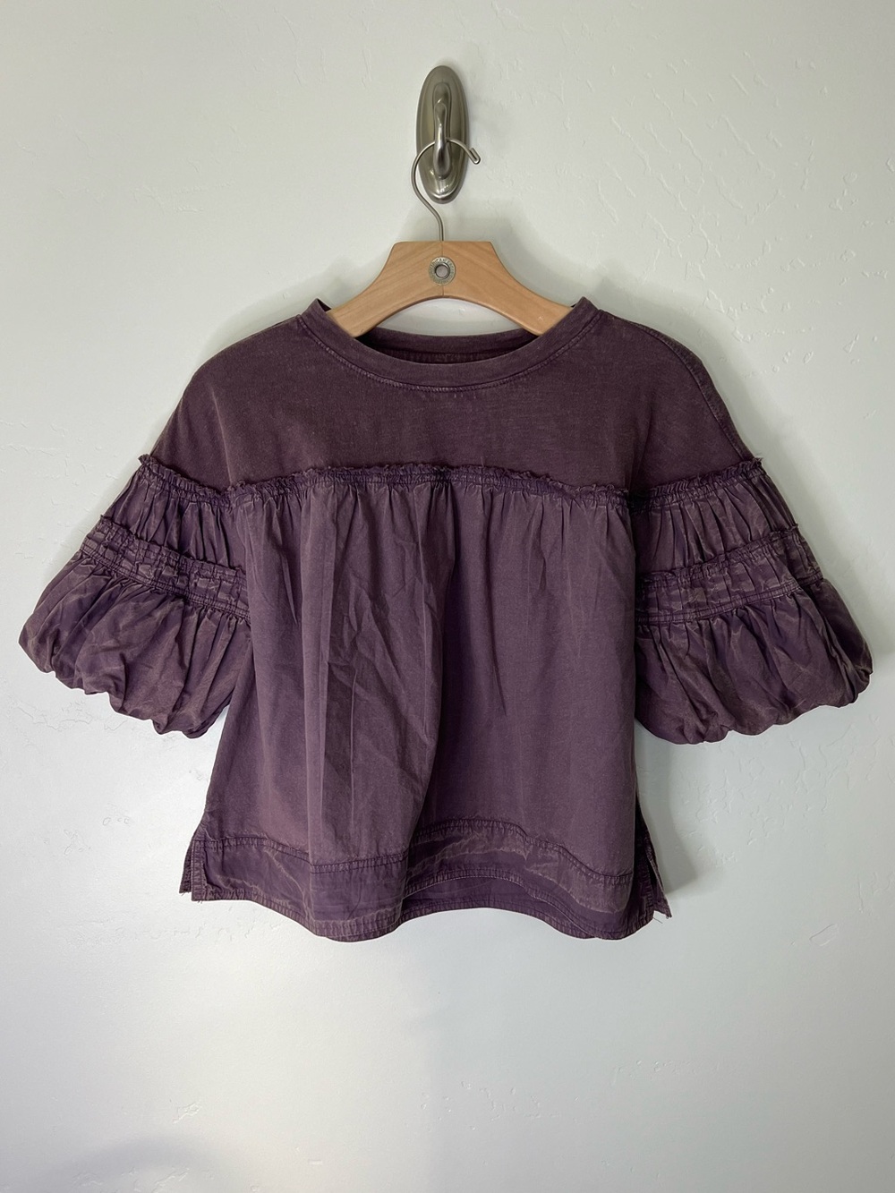 Pilcro Reworked Ruffle-Sleeve Top